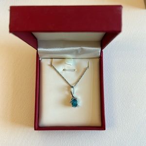 Opal Pendant Necklace on White Gold Chain